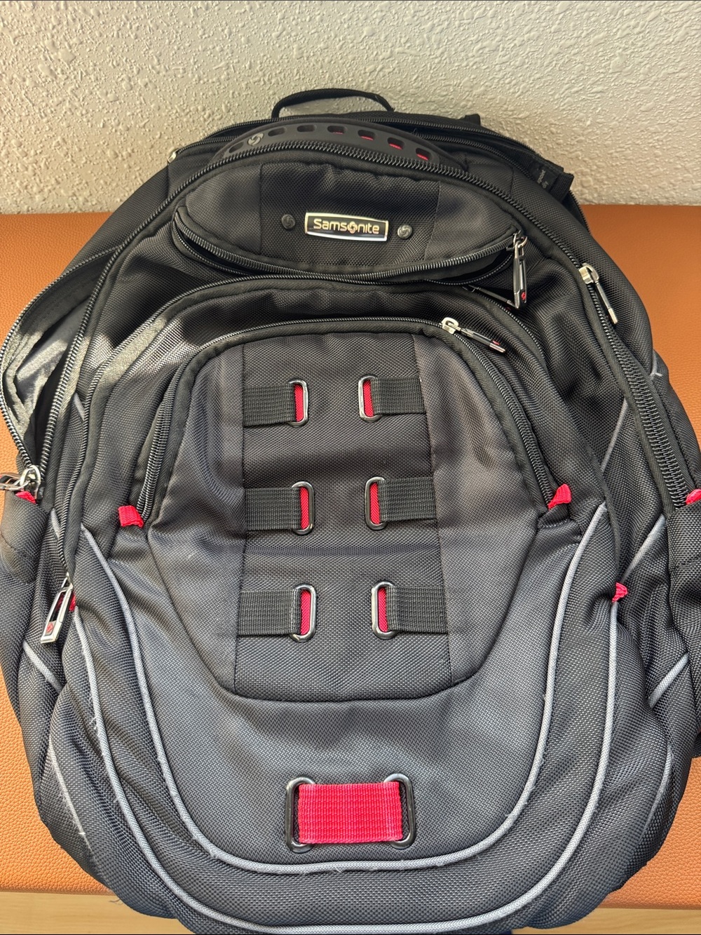 Samsonite Black Laptop Backpack with Red Accents